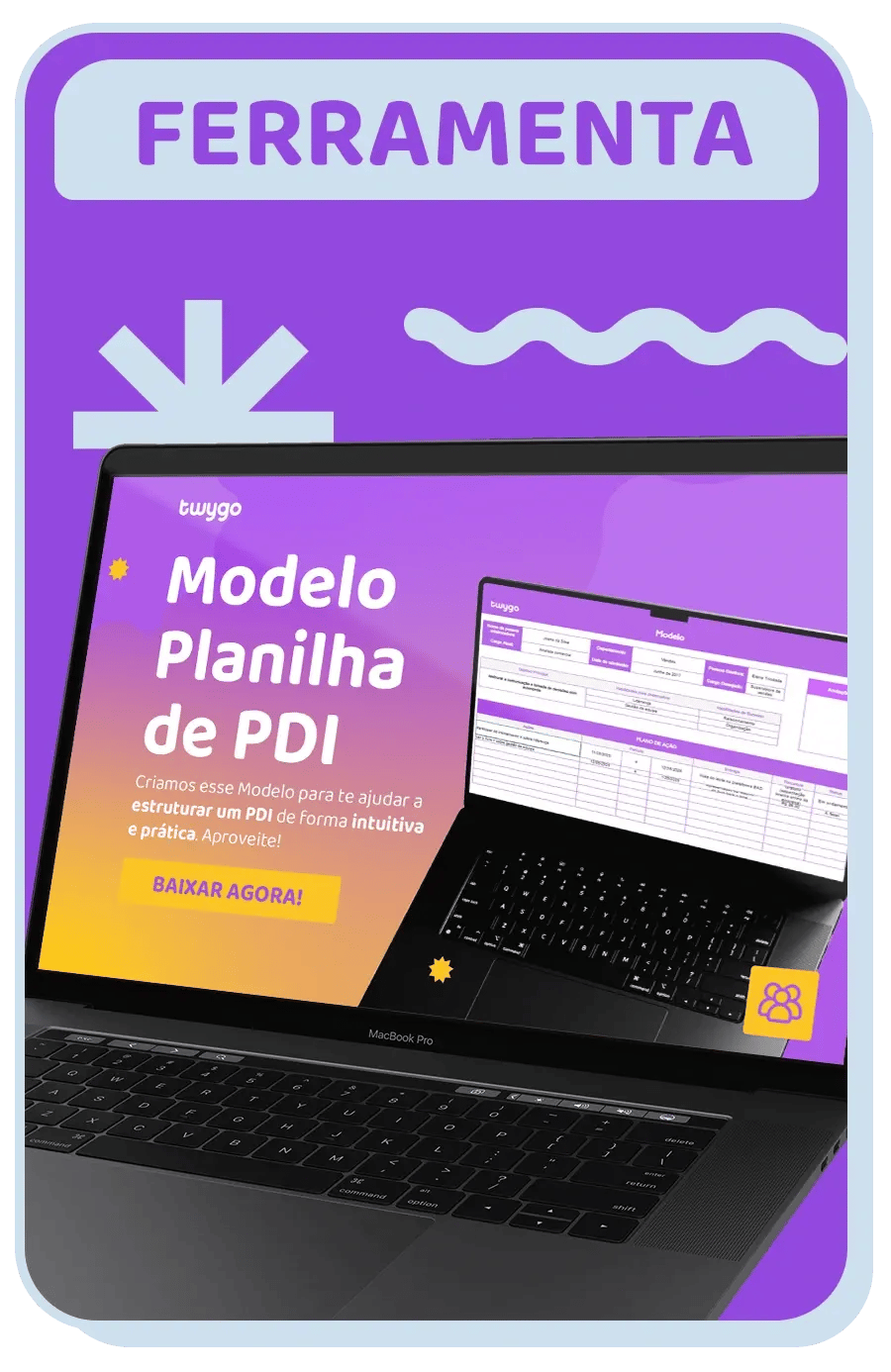 imagem de notebook que mostra o modelo planilha de PDI feito no excel