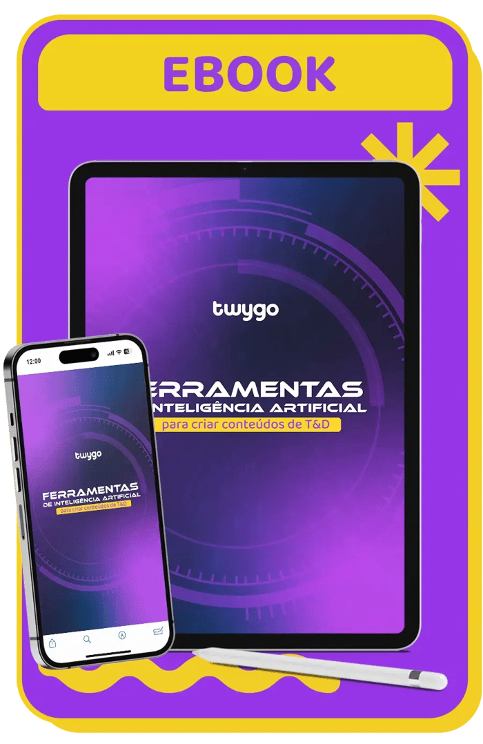 imagem da capa do e-book de ferramentas de inteligência artificial que podem ser usadas para facilitar a criação de conteúdos para treinamento e desenvolvimento de pessoas